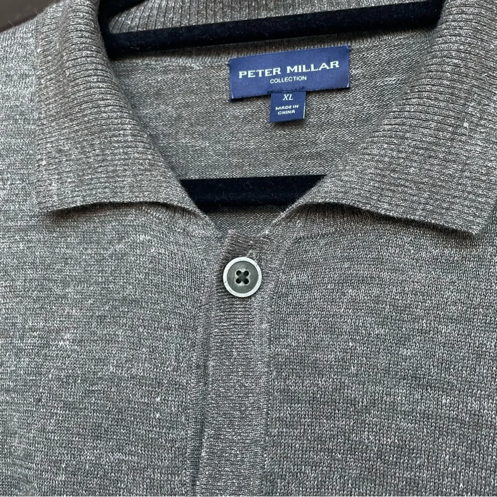 Peter Millar Villa Men's Full-Button Cardigan Linen/Wool Blend Sweater XL